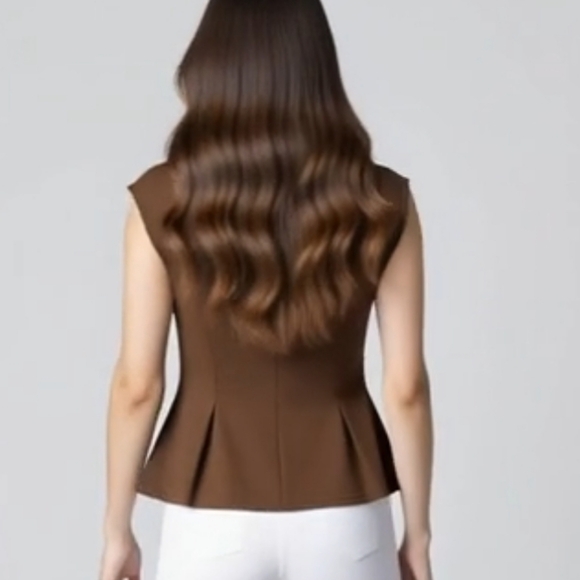 Harlow Peplum Top Brown Size Meduim - Picture 2 of 8